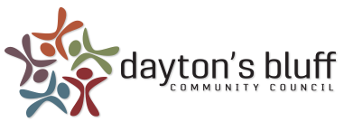 Dayton's Bluff Community Council wordmark log with graphic